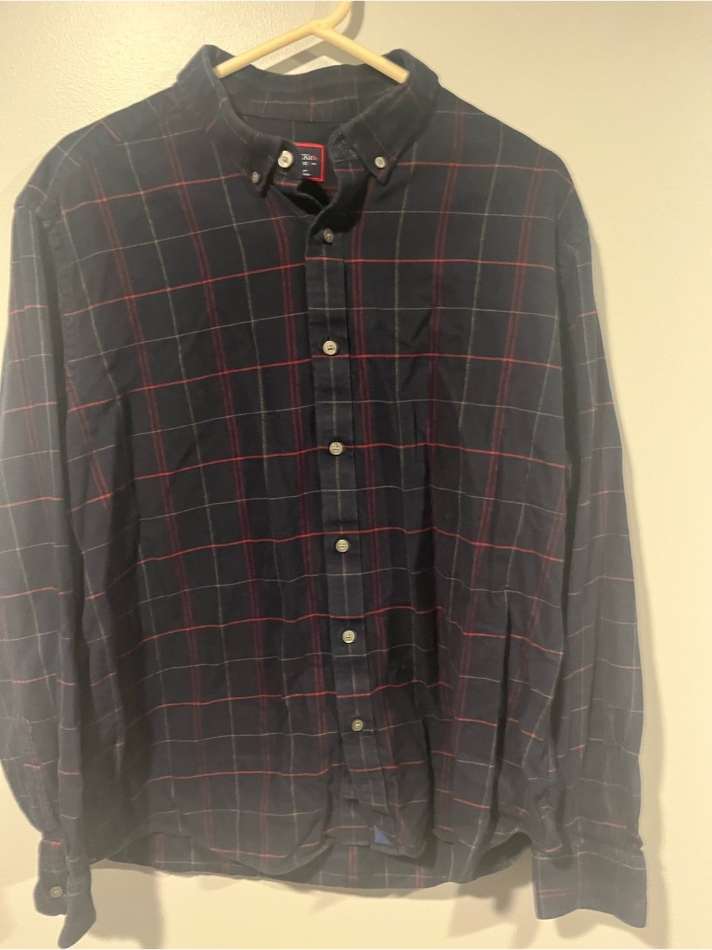 UNTUCKit Navy Shirt with Red Windowpane Plaid